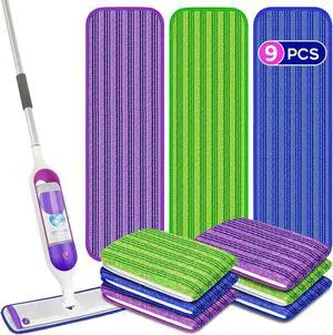 9 Mop Pads for Swiffer PowerMop: Papclean Reusable Wet Pads Refills Microfiber Washable Mopping Cloths for Multi-Surface Hardwood Floor Cleaning
