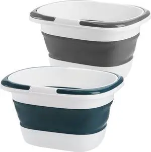 Coloch 2 Pack 16L/4.2 Gallon Collapsible Plastic Bucket, Foldable Mop Bucket Laundry Basket with Handle, Portable Water Pail Space-Saving Bucket for House Cleaning, Car Washing, Fishing, Camping