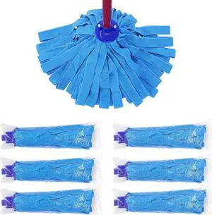 6 PCS Blue Microfiber Mop Replacement Compatible with All Standard US Threading Pole &0.8" Diameter Mop Handle