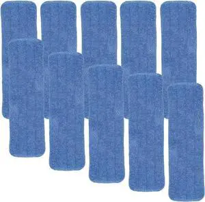 10 Pack 18 Inch Spray Mop Replacement Heads for Wet/Dry Mops, Reusable Microfiber Mop Pads Compatible with Bona Floor Care System - Blue