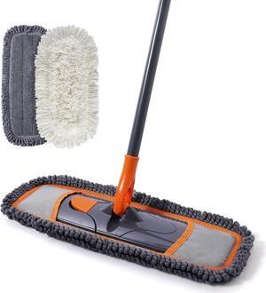 Mops for Floor Cleaning with 2 Dry & Wet Washable Replacement Mop Pads and Extendable Long Handle, Dust Mop for Hardwood Floors, Marble, Tile Floor Cleaning