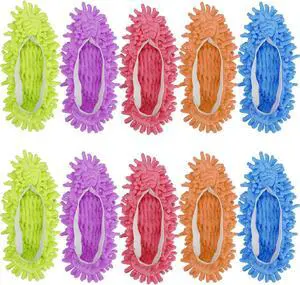 Cosywell Large Size 5 Pairs 10 PCS Shoes Cover for Mop Slippers Dusting Mop Shoes for Floor Cleaning House WashableL