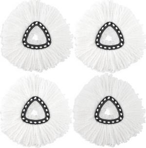 Turbo Mops Mop Refills - Pack of 4 Compatible with Ocedar Mop Refill Heads for Easy Wring Tank - Polyester Spin Mop Heads for Cleaning, White