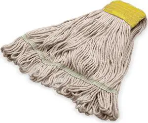 SPARTA 369513B00 FLO-PAC Cotton Mop Head, Loop-Ended, 5 Inch Color-Coded Yellow Headhand for Organized Cleaning, Small - 30 Inches Long, Tan with Yellow Band, (Pack of 12)