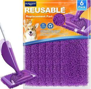 6 Pack Wet Jet Pads Refills for Swiffer WetJet, Washable Reusable Mop Pads for Hardwood Floor Cleaning, Purple(Mop is Not Included)