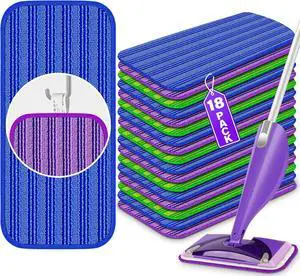 18 Pack Reusable Mop Pads Compatible with Swiffer Wet Jet Mop, Wet Pads Refill Pads Refills Mop Refill Pads Washable Wet Dry Use Mop Replacement Heads for Hard Wood Floor Cleaning