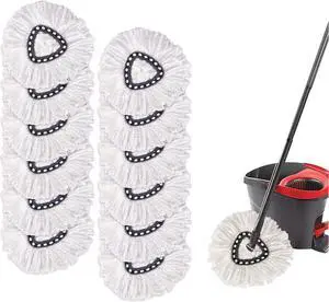 12-Pack Spin Mop Replacement Heads, Accoladesound 100% Microfiber Mop Refill Heads, Mop Replacement Heads for Spin Mop,White