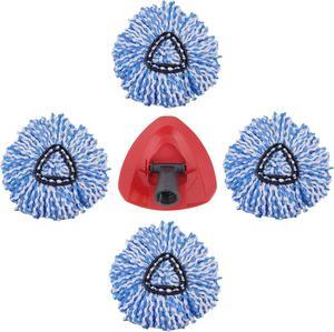 4 Pack Mop Replace Head with 1 Mop Base Compatible with O Cedar 2 Tank Spin Mop Refill and Bucket, Easy Cleaning Microfiber Spin Mop Replacement Head, Rotating Mop Head Replacement for Floor Cleaning