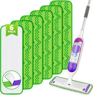 Reusable Mop Pads Compatible with Swiffer PowerMop, Microfiber Mop Pads Replacement Washable Mop Refills Pads for Dry Wet Mop, Spray Mops Pads Floor Mop Head for Hardwood Cleaning, 6 Pack