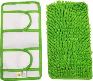 Reusable Chenille Mop Pads | Washable Microfiber Pads for Standard Mop Heads | Swiffer-Compatible Dry Mops for Dust, Pet Hair, and Spills | Replacement Set of 2