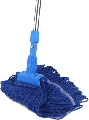 Cotton Yarn Mop Set Commercial-Grade Heavy Duty String Mop 24 oz Head with Stainless Steel Extension Handle(Blue)