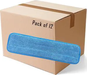 18" Microfiber Mop Pads - Hook and Loop, Washable, Wet/Dry : 12 Pack