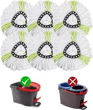 Matthew Cleaning 6Pack Green Microfiber Spin Mop Replacement Head Compatible with EasyWring Spin Mop Replace Head-EasyWring High Absorbency,Machine Washable,100% Microfiber Spin Mop Refills