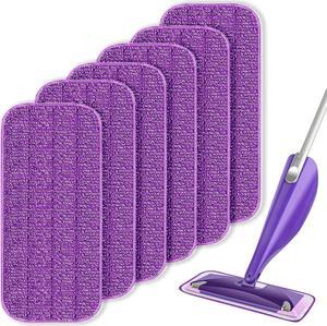 6 Packs Reusable Mop Pads Compatible for Swiffer WetJet Mops, Wet Jet Pads Refills Machine Washable WetJet Pads Refills for Floor Cleaning Wet & Dry Use Purple