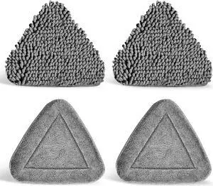 JEHONN Triangle Wall Mop Replacement Heads, 2 PCS Chenille Mop Pads & 2 PCS Microfiber Mop Pads for Wet and Dry Use