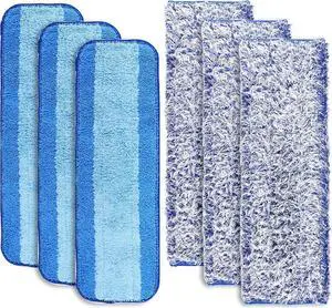 6pcs Mop Pads Replacement, Washable Microfiber Cleaning Pad Reusable Mop Pads Replacement, Hardwood and Multi-Surface