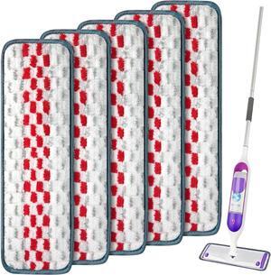 Reusable Mop Pads Compatible with Swiffer PowerMop (5 Pack), Microfiber Power Mop Refills Machine Washable Power Mop Pads Replacement 15.7 x 5.0 inch for Hardwood Floor Cleaning Pads