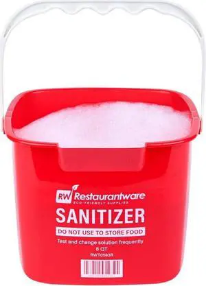 Restaurantware RW Clean 8 Quart Cleaning Bucket 1 Detergent Square Bucket - With Measurements Built-In Spout And Handle Red Plastic Utility Bucket For Home Or Commercial Use