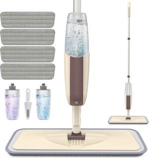 Spray Mop for Floor Cleaning, HOMTOYOU Floor Mop Dry Wet Spray Mop with 2 Refillable Bottle and 4 Washable Microfiber Pads for Home Kitchen Hardwood Laminate Wood Vinyl Ceramic Tiles Wooden Floor