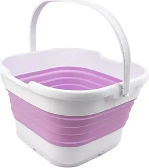 SAMMART 9.5L (2.5 gallon) Collapsible Rectangular Handy Bucket (White/Pale Purple)