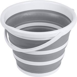 BROOKSTONE, Slim Collapsible Bucket for Mopping, 2.6 Gallons (10L), Home Mop Cleaning or Car Washing, Fishing, or Camping, with Smart Space Saving Design, Round Light Gray