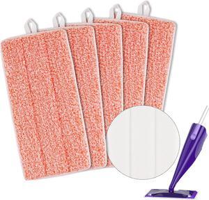 Reusable Heavy Scrub Mop Pads: Compatible with Swiffer Wet Jet Mops, Reusable & Durable Microfiber Mop Pads for 10'' to 12'' Microfiber mops(5 Pack, Orange)