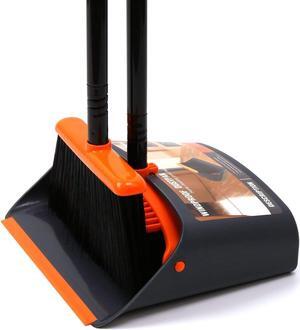 TreeLen Broom and Dustpan Set with 52" Long Handle for Home Kitchen Room Office Lobby Floor Use Upright Stand Up Stand Up Broom with Dustpan Combo