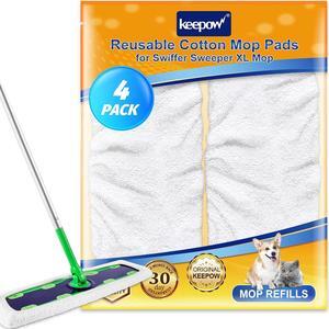 KEEPOW Reusable X-Large Mop Pads for Swiffer Sweeper Dry + Wet XL Sweeping Kit, Washable Sweeping Mopping Cloths for Wet & Dry UseFloor Cleaning Mop Head Pads Refills for Household Cleaning