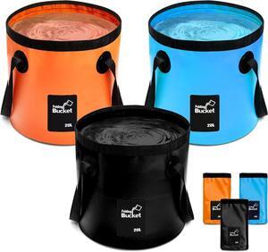 3 Pcs 5 Gallon Bucket Collapsible Foldable Bucket with Handle for Camping Fishing Hiking to Hold Water Folding Container Carry Bag Multiple Use Portable Fold up Lightweight