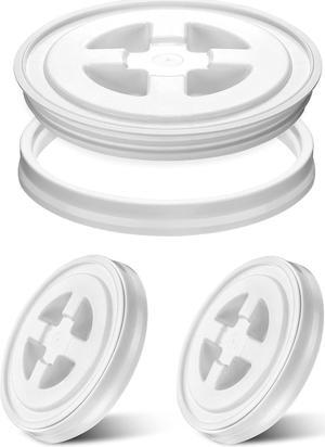 Chunful 3 Pieces 5 Gallon Screw Top Lids Bucket Seal Lid Leak Proof for Plastic Bucket Compatible with Gamma (White)