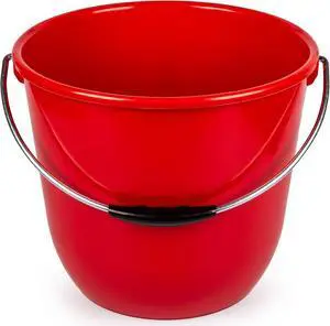 Consolidated Plastics 15 Liter Food Safe Bucket with Metal Handle, Swiss Made, Sturdy & Easy to Clean (Red)