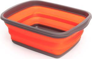 SAMMART 10L (2.6 Gallons) Collapsible Tub - Foldable Dish Tub - Portable Washing Basin - Space Saving Plastic Washtub (Grey/Orange)