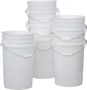 Letica Premium 7 Gallon Bucket, HDPE, Natural, 6 Pack