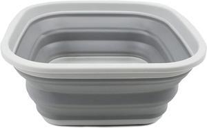 SAMMART 5.5L (1.4 Gallons) Collapsible Tub - Foldable Dish Tub - Portable Washing Basin - Space Saving Plastic Washtub (Grey)