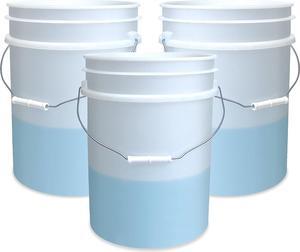 5 Gallon Bucket Only, Made in USA, Food Grade, Durable 90 Mil All Purpose Pail, Contains No BPA Plastic, Premium HPDE, Lids Not included (Natural, 3)