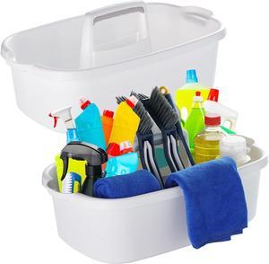 Cleaning Supply Caddy Shower Caddy Tote Divided Basket Bin with Handle for Dorm Bathroom Garden Kitchen Cleaning SuppliesUnder Sink Tool Storage CaddyWhite 2 Pack