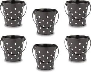 Teacher Created Resources Buckets Set, Set of 6, Black Polka Dots (TCR6059)