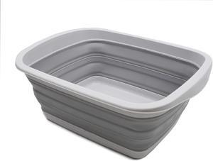 SAMMART 10L (2.6 Gallon) Collapsible Tub-Foldable Dish Tub-Portable Washing Basin-Space Saving Plastic Washtub (Grey, 1)