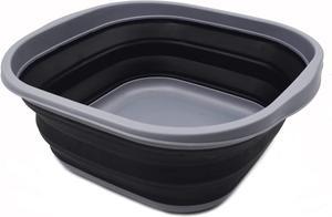 SAMMART 10L (2.6 Gallons) Collapsible Tub - Foldable Dish Tub - Portable Washing Basin - Space Saving Plastic Washtub (Dark Grey/Black, 1)