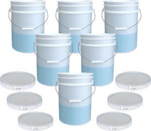 ePackageSupply, 5 Gallon Plastic Bucket with Airtight Lid I Food Grade Bucket | Natural | BPA-Free I Heavy Duty 90 Mil All Purpose Pail Reusable I Made in USA | 6 Count