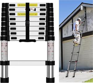 Telescoping Ladder: 12.5 FT Aluminum Extension Ladder Folding Compact Portable Anti-Slip Collapsible Ladders for Home Attic RV Loft Roof