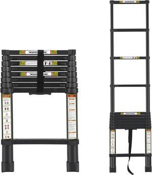 Telescopic Ladder, 8.5FT RIKADE Aluminum Telescoping Ladder with Non-Slip Feet, Portable Extension Ladder for Household and Outdoor Working,330lb Capacity Black