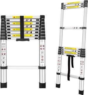 Telescoping Ladders, (8.5Ft/2.6M) EN131 Standards Aluminum Extension Ladder, Extension for RV, Attics, Families, Outdoor Work, with a Maximum Bearing Capacity of 330lbs