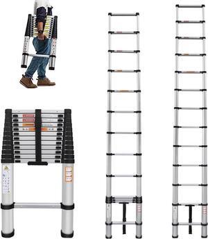 Telescoping Ladder Aluminum Extension Ladder 16FT Portable Telescopic Ladder Multi-Purpose Lightweight Folding Ladder - Anti-Slip Collapsible Ladder Attic Rv Ladder for Home Outdoor 330lb Capacity