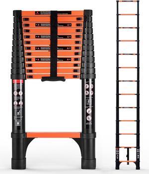 12.5FT Telescoping Ladder, Portable Extension Folding Ladder, Multi-Purpose Compact Ladder for Household or Outdoor Work, 330lbs Max Capacity
