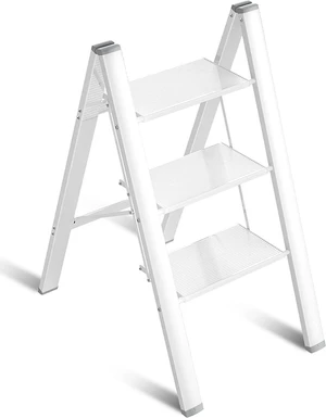 3 Step Ladder Folding Ladder Stool Portable Step Ladder Lightweight Aluminum Wide Anti Slip Pedal Multifunctional Household Adults Stepladder White 330lb 3 Step Ladder Folding Ladder Stool Portable Step Ladder Lightweight Aluminum Wide Anti Slip Pedal Multifunctional Household Adults Stepladder White 330lb