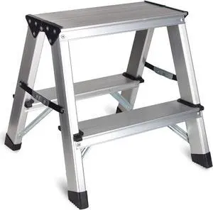 Two Step Ladder - Folding Small 2 Step Stool 330lbs with Non-Slip Feets, Aluminum Lightweight Metal Step Stool by CHEAGO, Portable Solid Handy Work Ladder for Home, Kitchen, RV, Garage