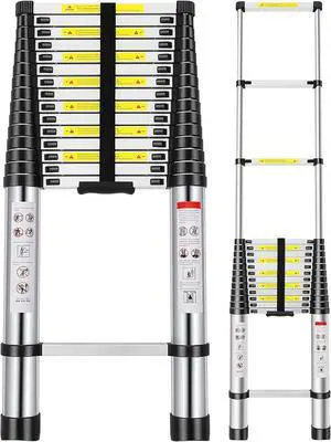 Telescoping Ladder 20.3 FT, Extension Aluminum Alloy Folding Telescopic Ladder with Locking Mechanism, Multi-Purpose Collapsible Ladder for Household Or RV Outdoor Work, Heavy Duty 330 lbs Load