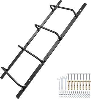 4-Rung Window Well Ladder Straight, Heavy Duty Steel Fire Escape Ladder, Powder-Coated Basement Egress Window Ladder Wall Mounted Ladder 45.2" Lx17.9 W, Black