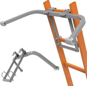 Ladder Stabilizer for Gutter Cleaning Tools and Wall,Heavy Duty Roof Ladder Hooks Steel Extension Ladder stabilizer with Ladder Accessory,Ladder Standoff with Anti-Slip Rubber Feet (Silver Gray)